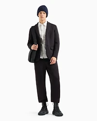 Stretch cotton trousers with ankle ties