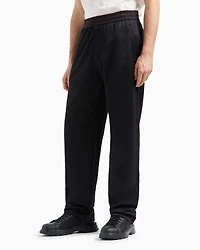 Cotton Blend Satin Pleated Trousers