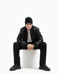 Cotton Blend Satin Pleated Trousers