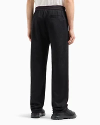 Cotton Blend Satin Pleated Trousers