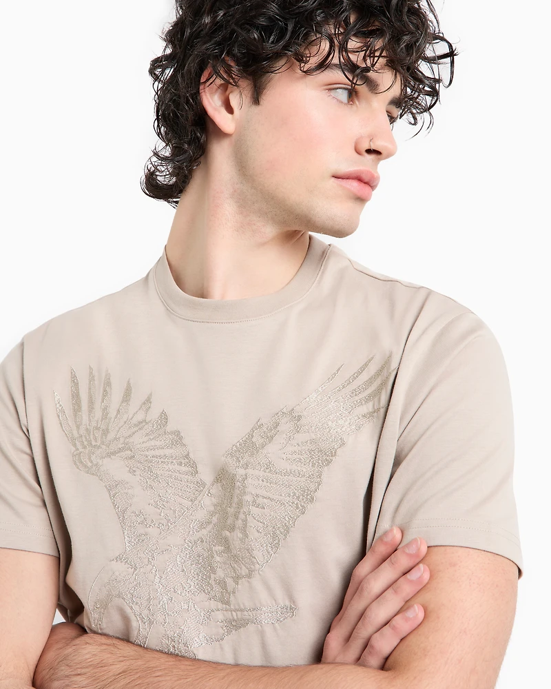 Regular fit T-shirt with eagle embroidery ASV jersey