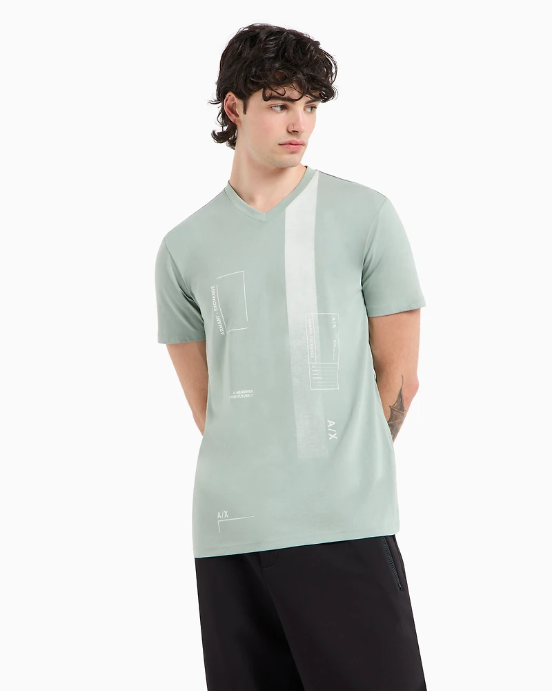 AX Logo V-Neck Short Sleeve T-Shirt