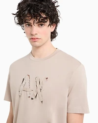 Regular fit T-shirt with brush stroke logo ASV cotton