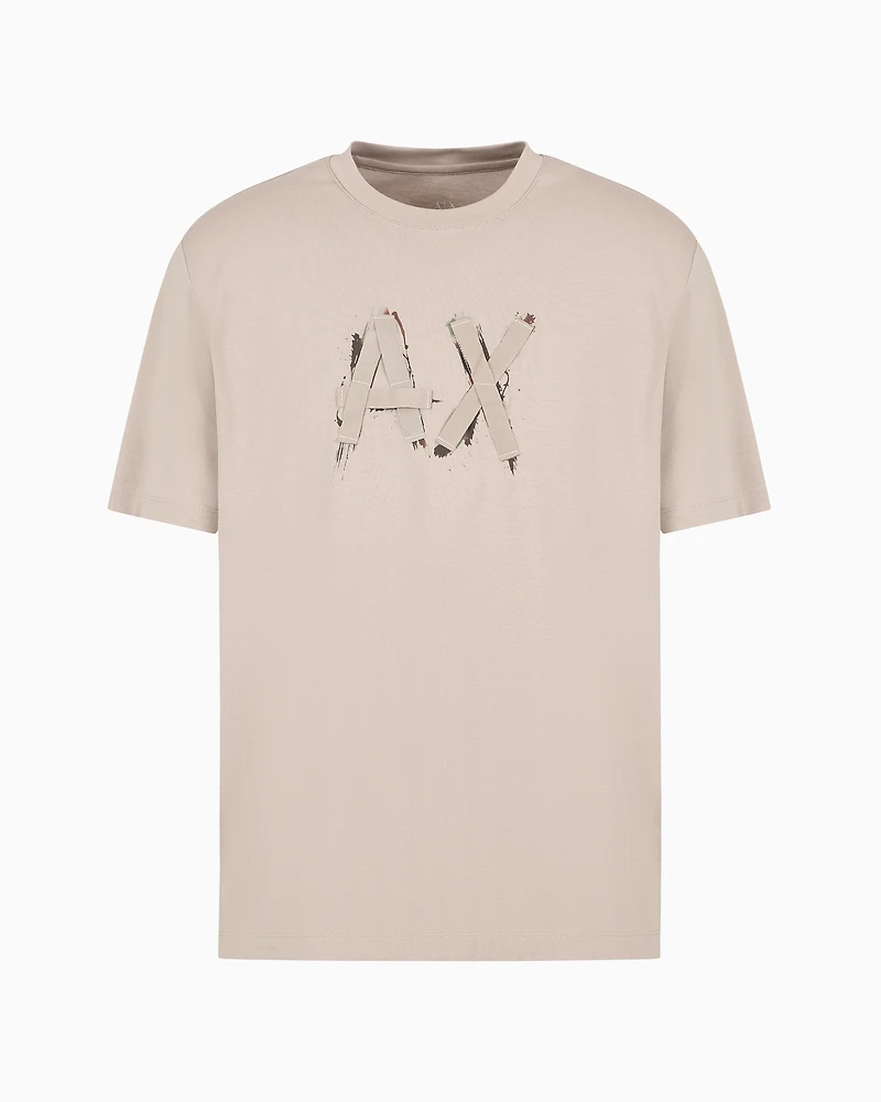 Regular fit T-shirt with brush stroke logo ASV cotton