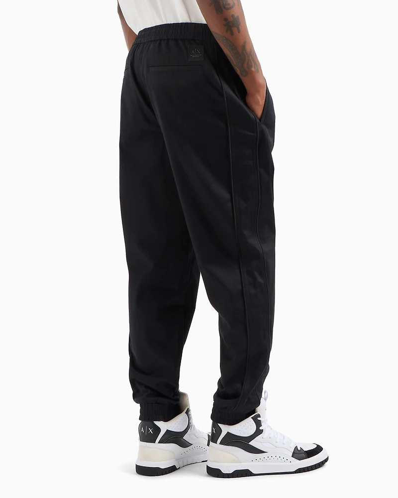 Satin fabric jogger pants with band