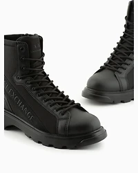 Boots with logo and fabric inserts