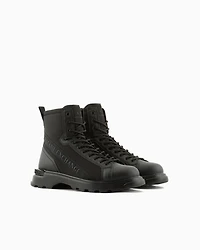 Boots with logo and fabric inserts