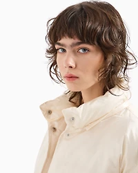 Cropped jacket shiny crinkle fabric with hood