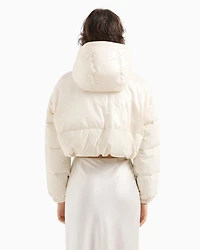 Cropped jacket shiny crinkle fabric with hood