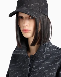 Cotton denim jacket with allover signature print