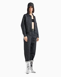 Cotton denim jacket with allover signature print
