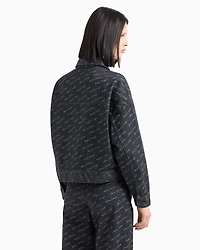 Cotton denim jacket with allover signature print