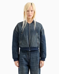 Rigid denim jacket with monogram logo on the back