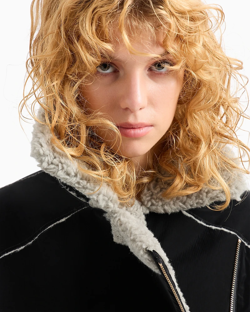 Faux shearling jacket with belt