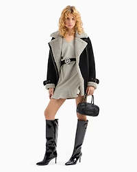 Faux shearling jacket with belt