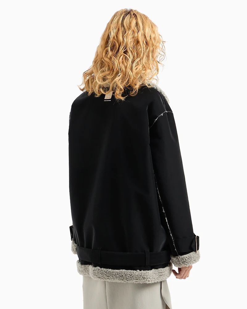 Faux shearling jacket with belt