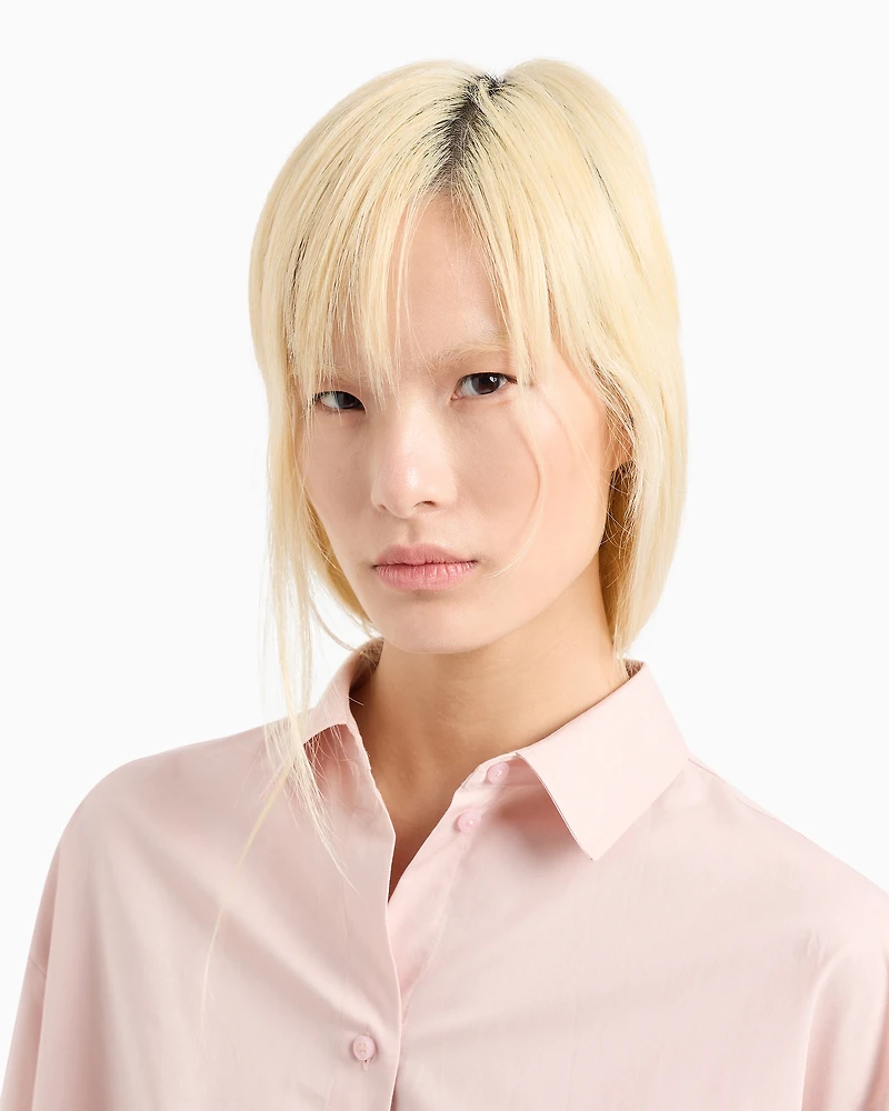 Cropped shirt with pleated voile back