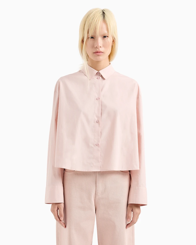 Cropped shirt with pleated voile back