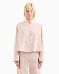 Cropped shirt with pleated voile back