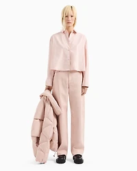 Cropped shirt with pleated voile back