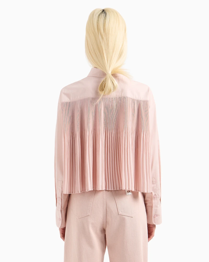 Cropped shirt with pleated voile back
