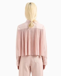Cropped shirt with pleated voile back