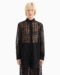 Long shirt transparent fabric with allover logo