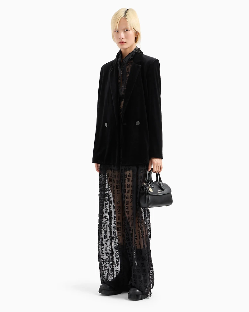 Long shirt transparent fabric with allover logo