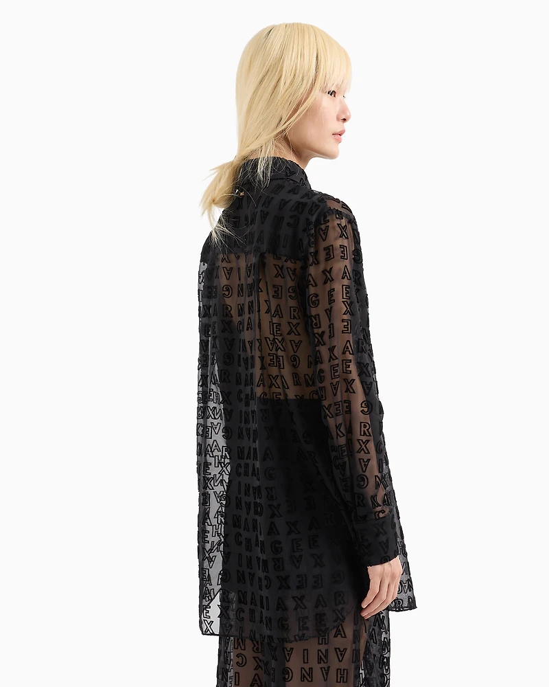 Long shirt transparent fabric with allover logo