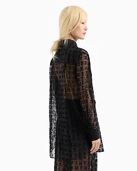 Long shirt transparent fabric with allover logo