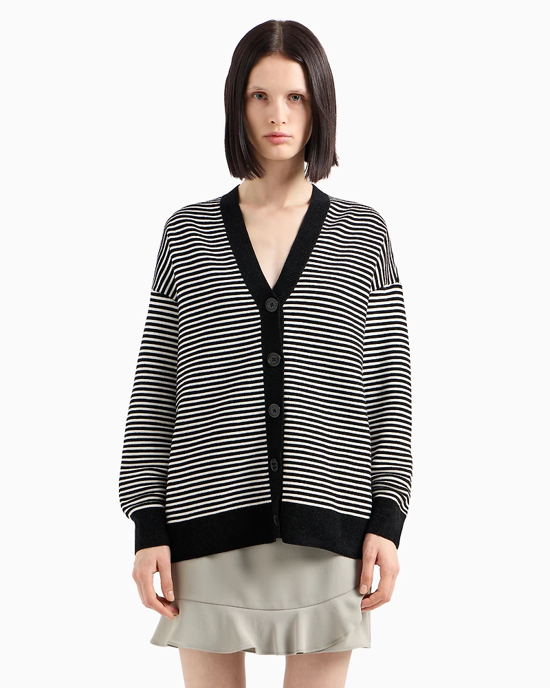 Striped knitted cardigan
