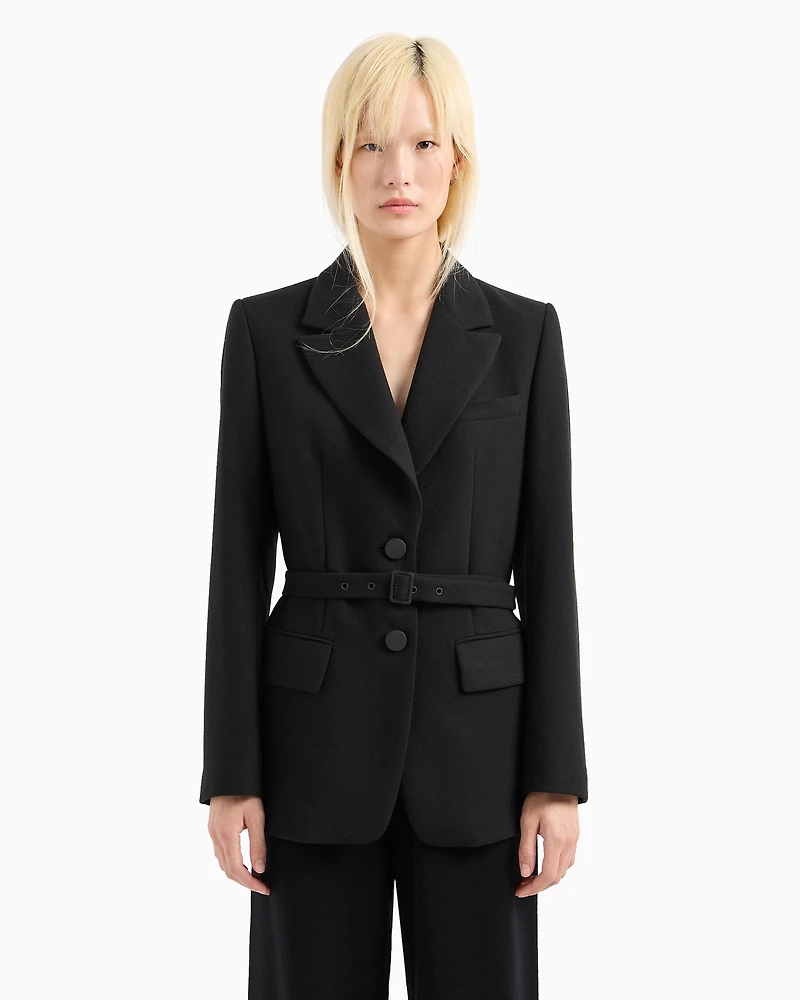 Jacket houndstooth fabrics with belt