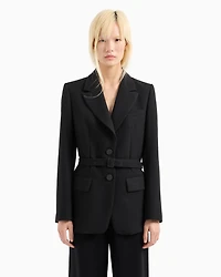 Jacket houndstooth fabrics with belt