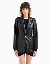Single-breasted faux leather jacket