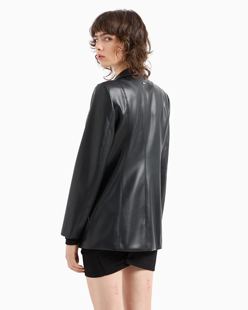 Single-breasted faux leather jacket