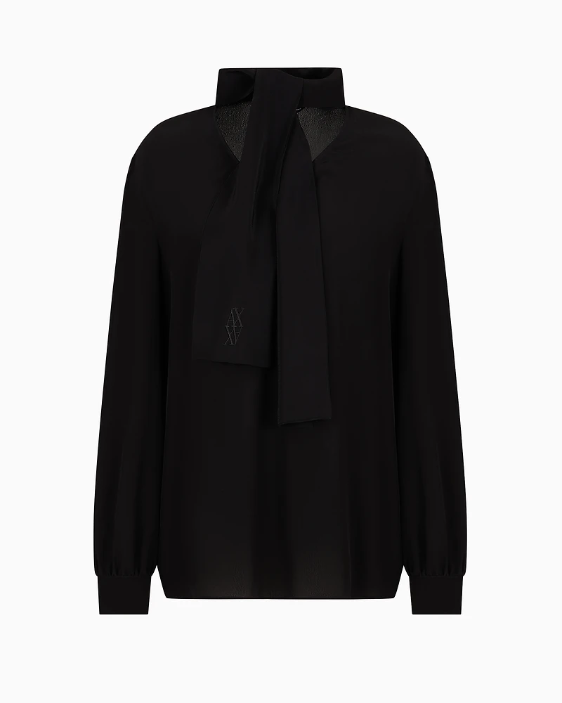 Crepe de chine shirt with bow