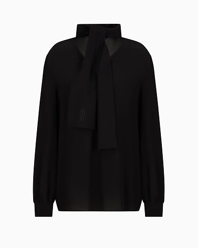 Crepe de chine shirt with bow