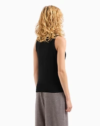 Wool Blend Tricot Knit Turtleneck Vest