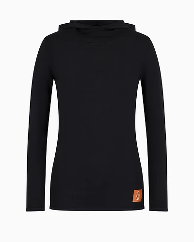 Hooded sweater with ASV monogram patch