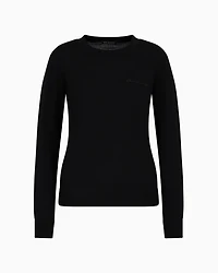 Round neck sweater with embroidered logo