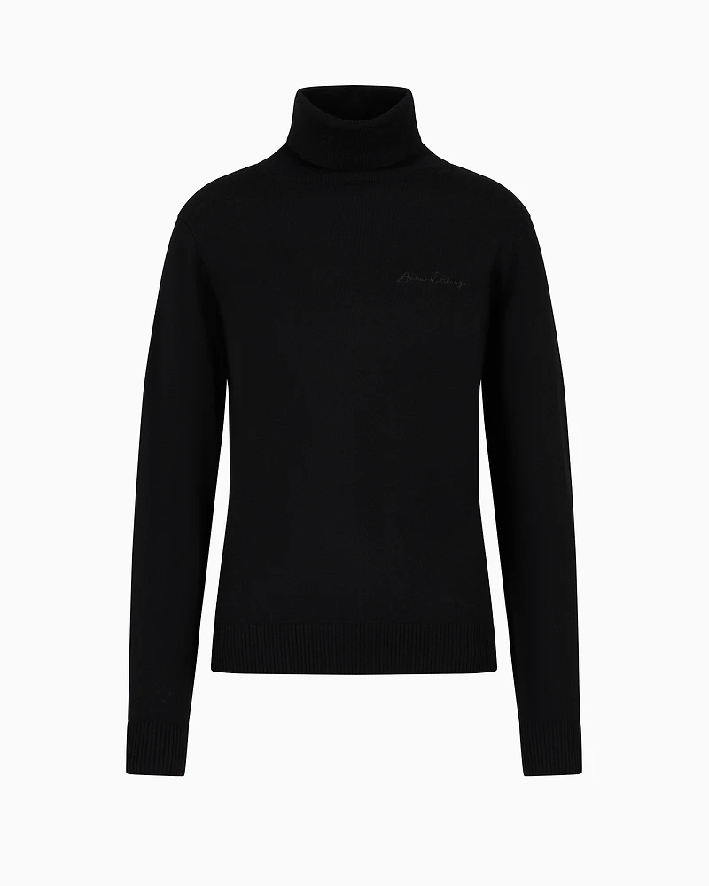 Turtleneck sweater with embroidered logo