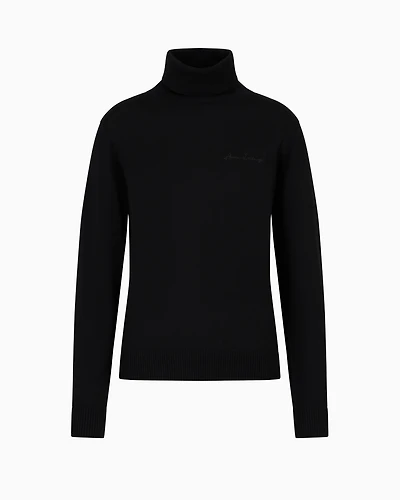 Turtleneck sweater with embroidered logo