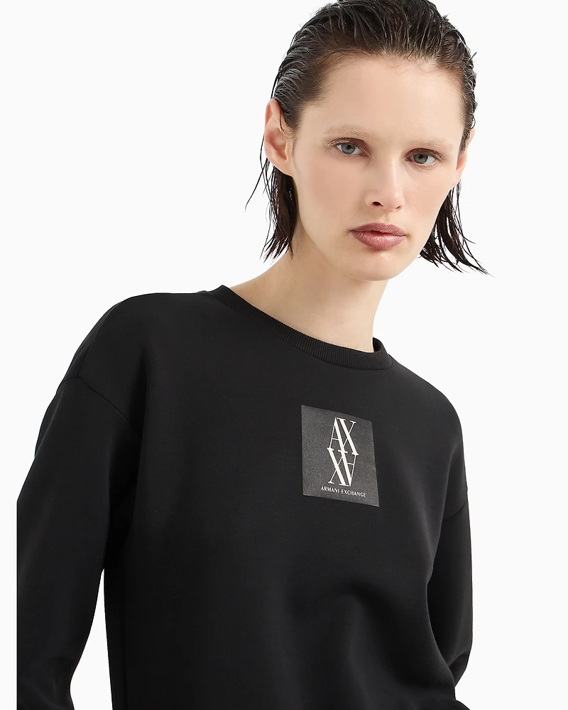 Crewneck sweatshirt with monogram patch