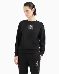Crewneck sweatshirt with monogram patch