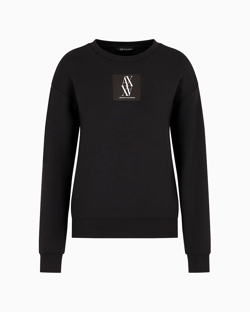 Crewneck sweatshirt with monogram patch