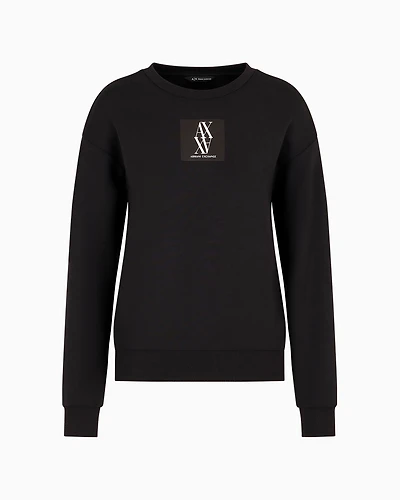 Crewneck sweatshirt with monogram patch