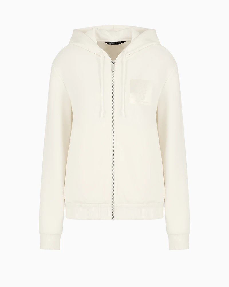 Zip-up hoodie with monogram logo patch
