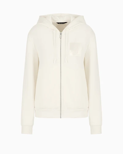 Zip-up hoodie with monogram logo patch
