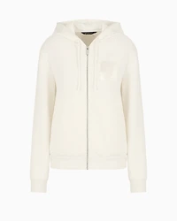 Zip-up hoodie with monogram logo patch