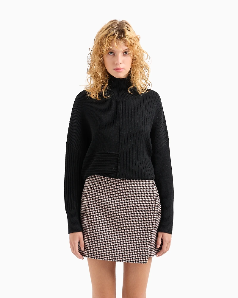 Prince of Wales cloth wrap mini skirt